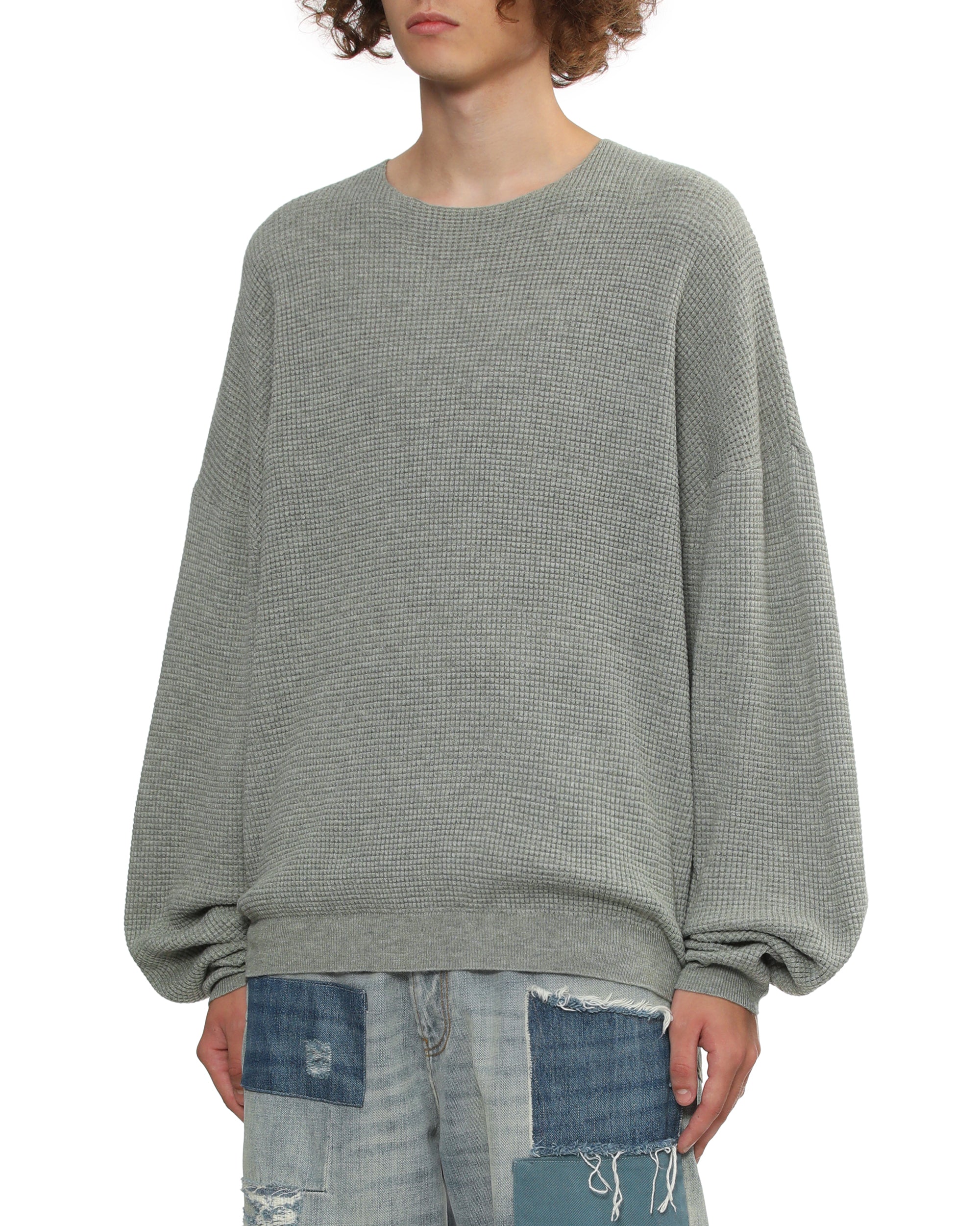 Waffle crew neck sweater