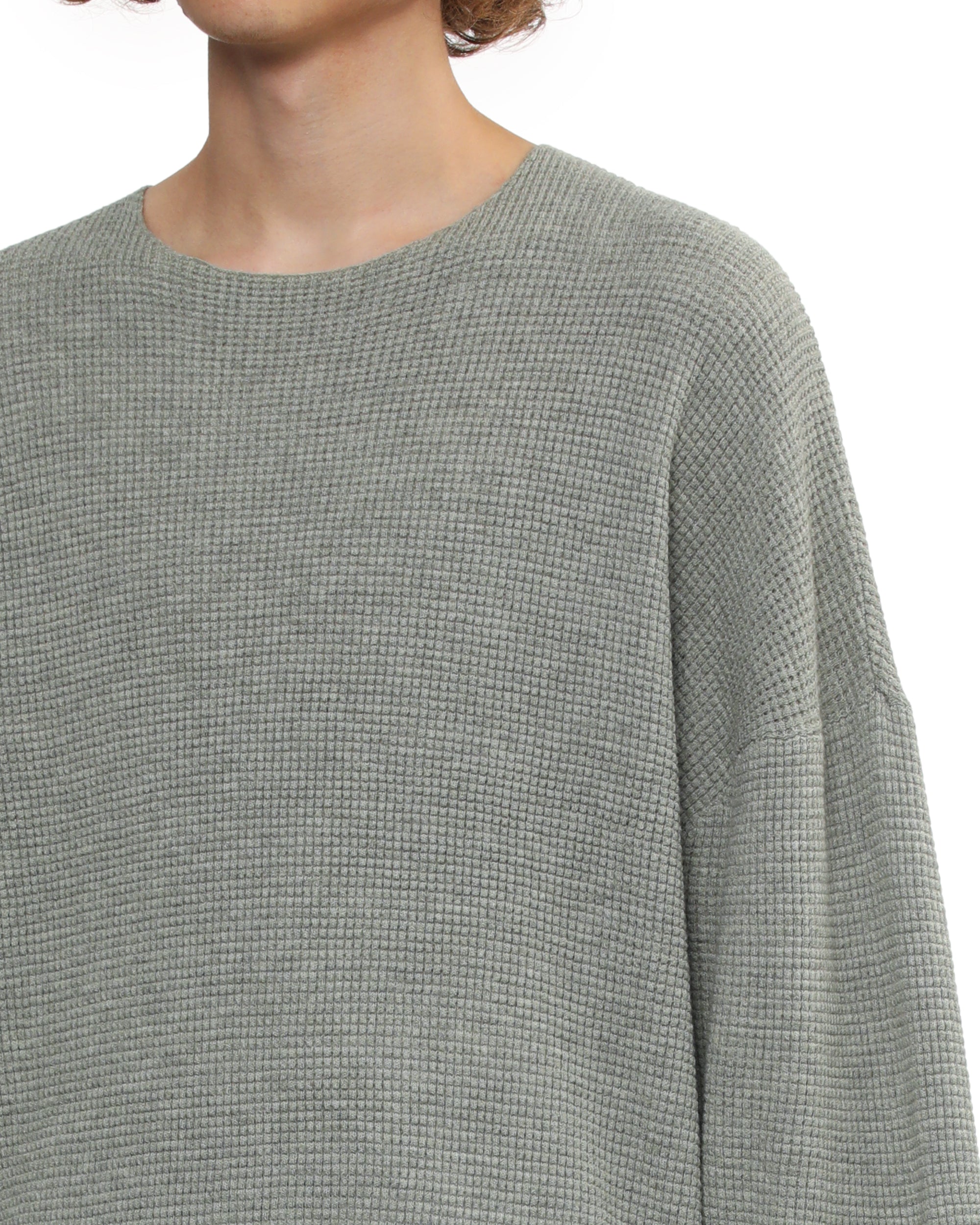 Waffle crew neck sweater