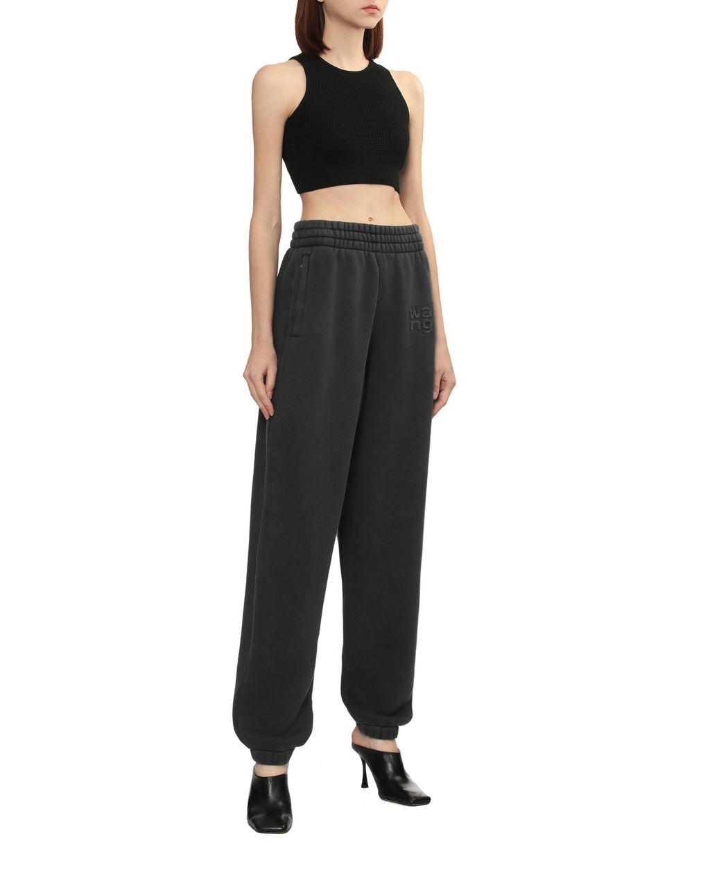 Waffle crop tank top