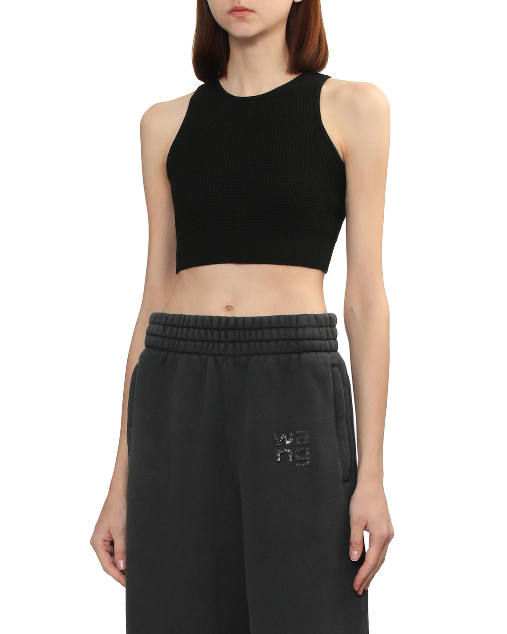 Waffle crop tank top