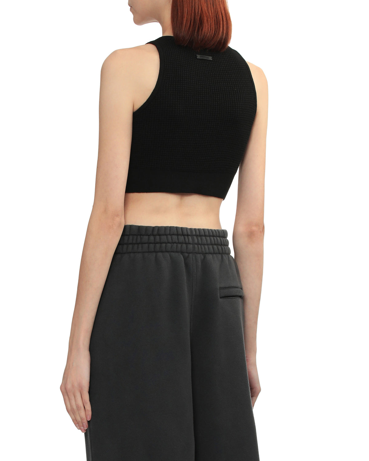 Waffle crop tank top
