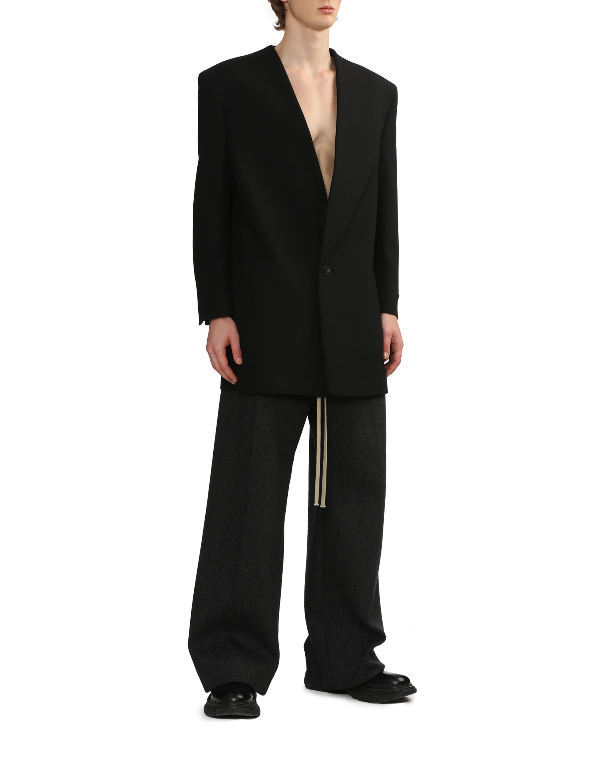 Lapelless long jacket