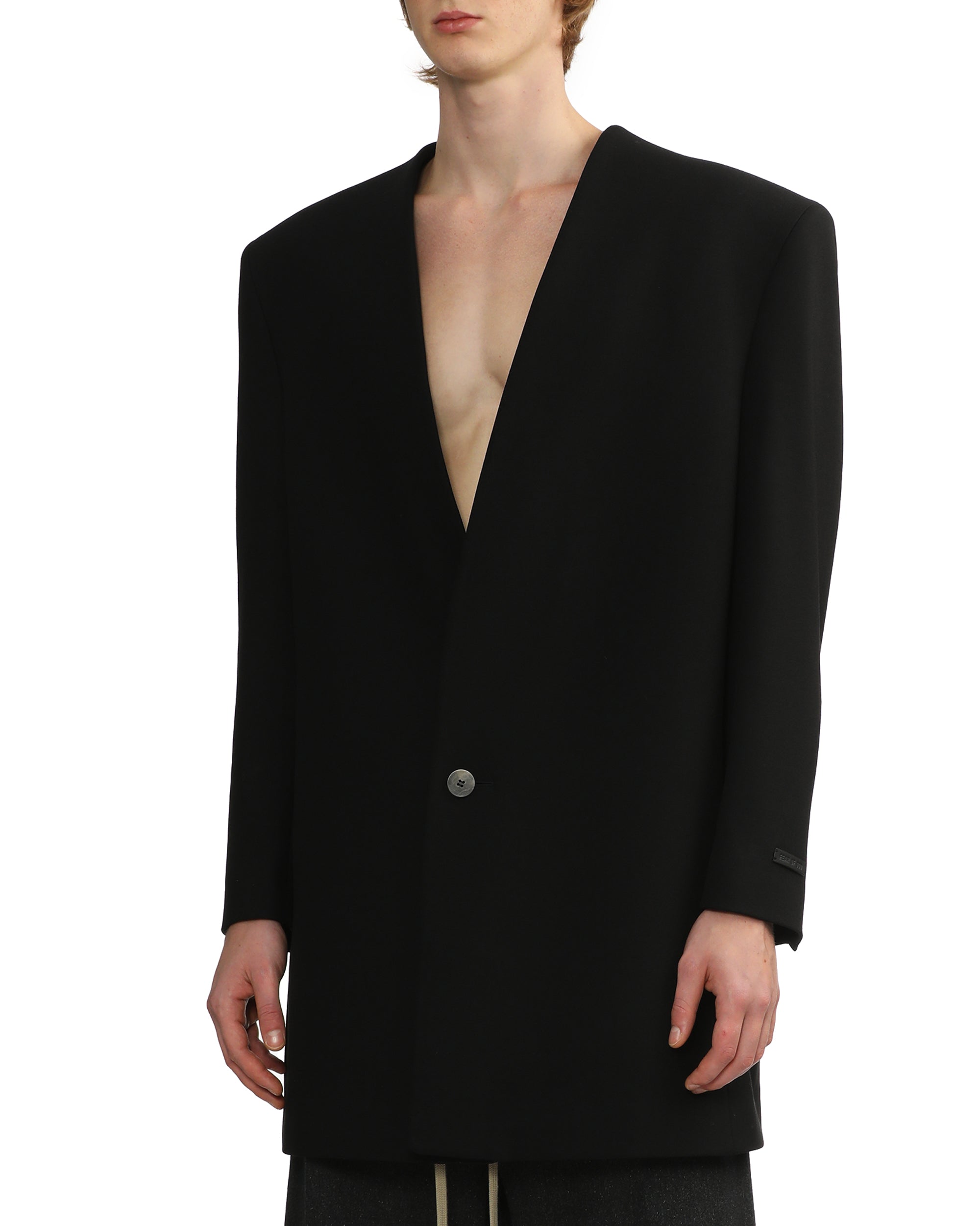 Lapelless long jacket