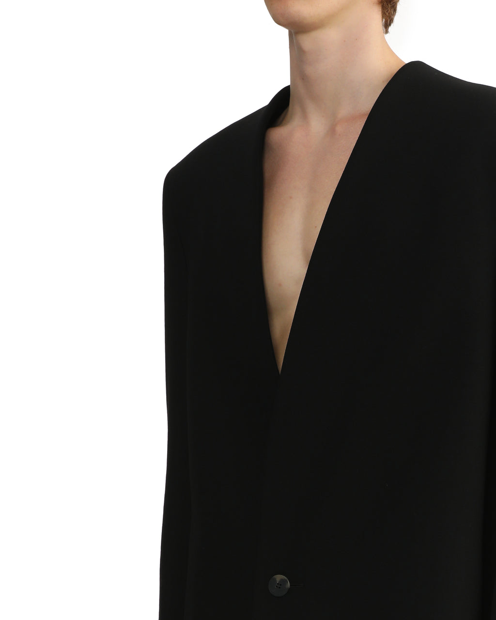 Lapelless long jacket