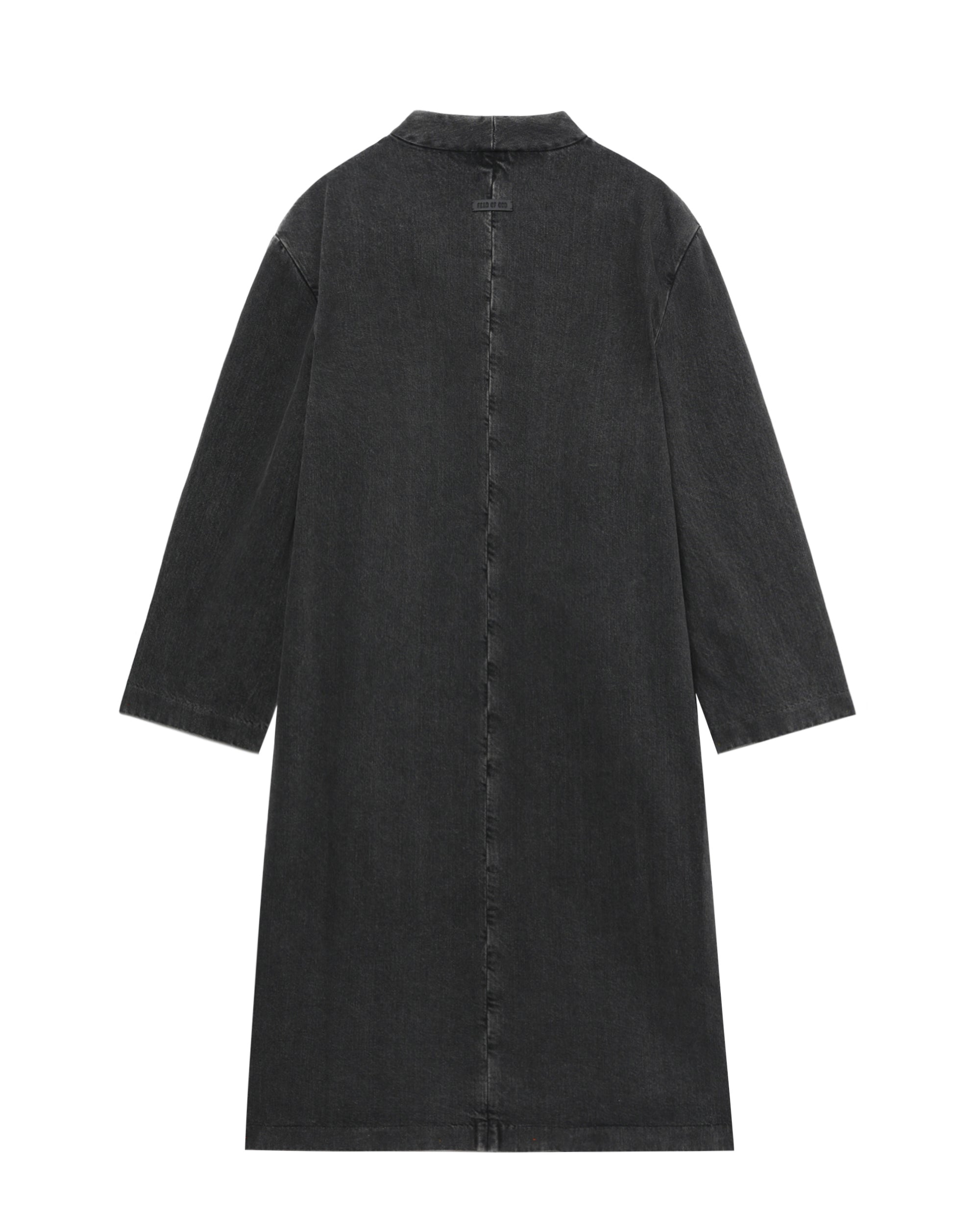 Denim duster lapelless coat