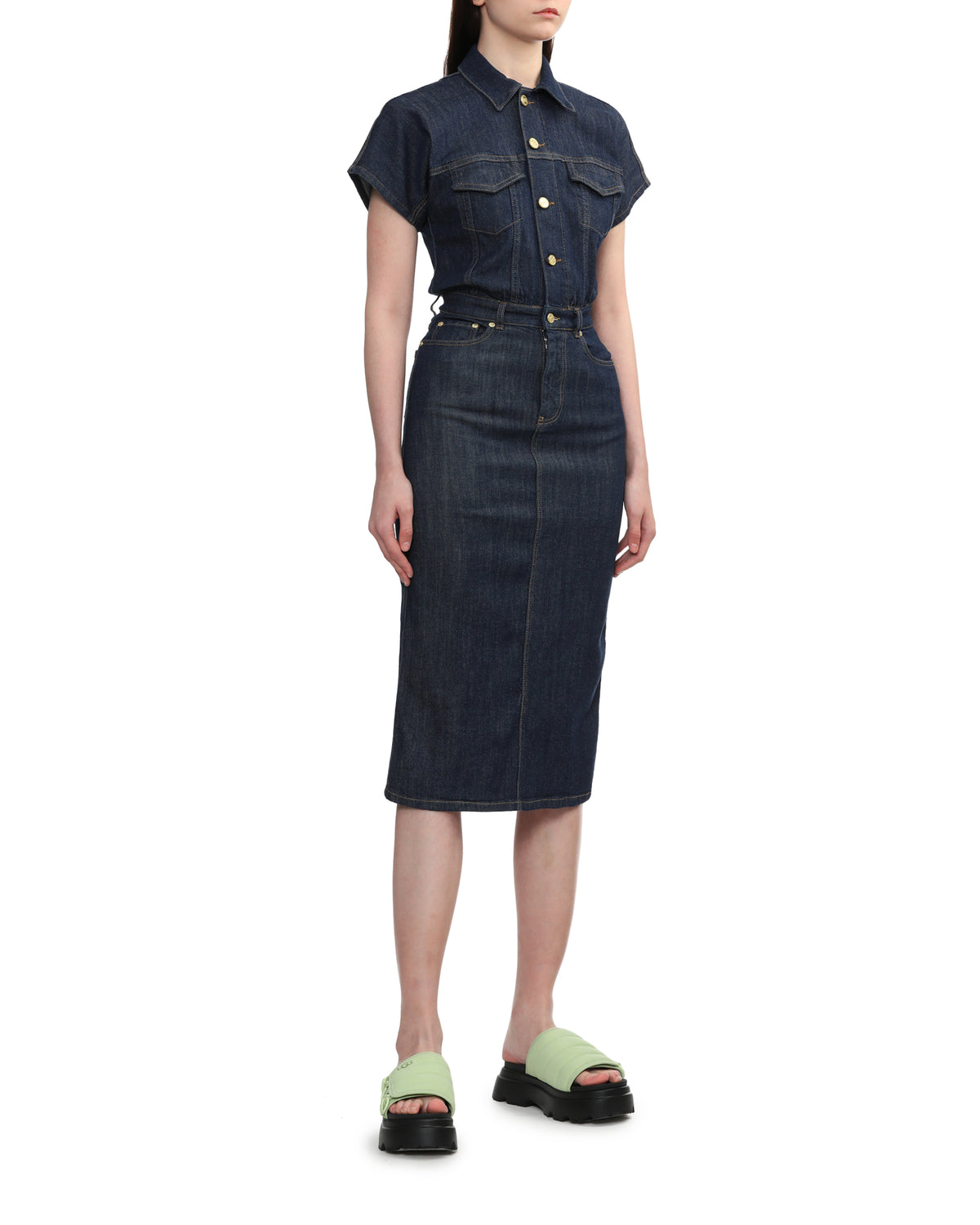 Denim rose midi dress