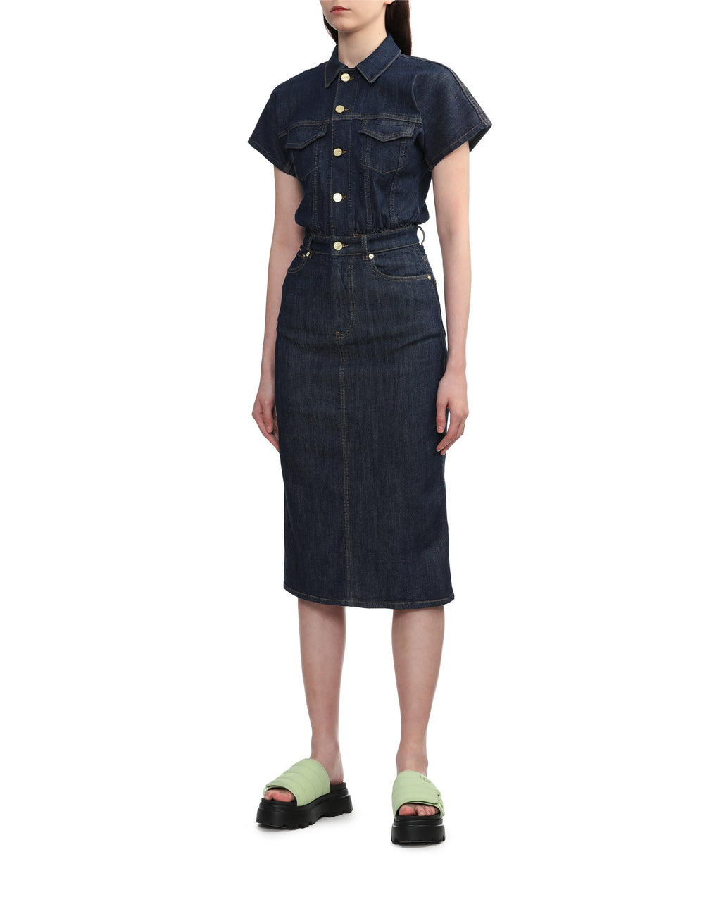 Denim rose midi dress