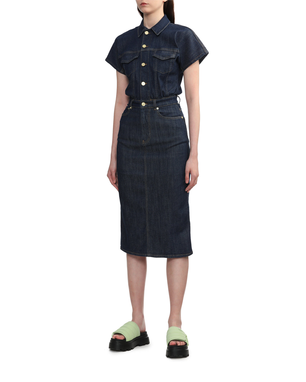 Denim rose midi dress
