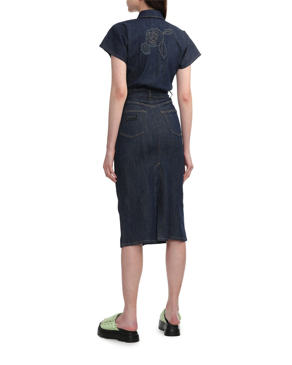 Denim rose midi dress