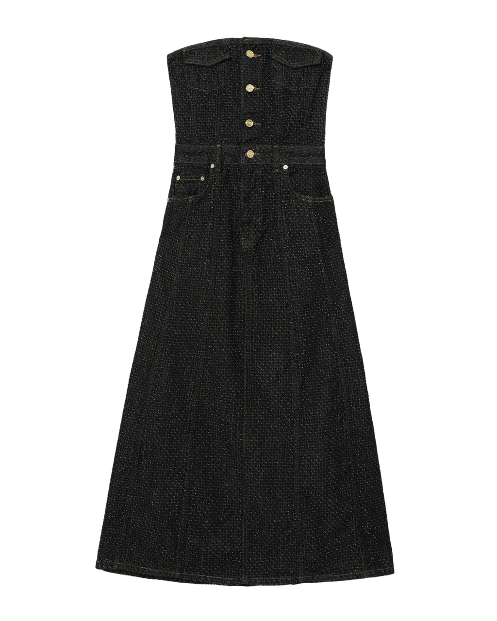 Fluffy denim corsage dress