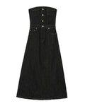 Fluffy denim corsage dress