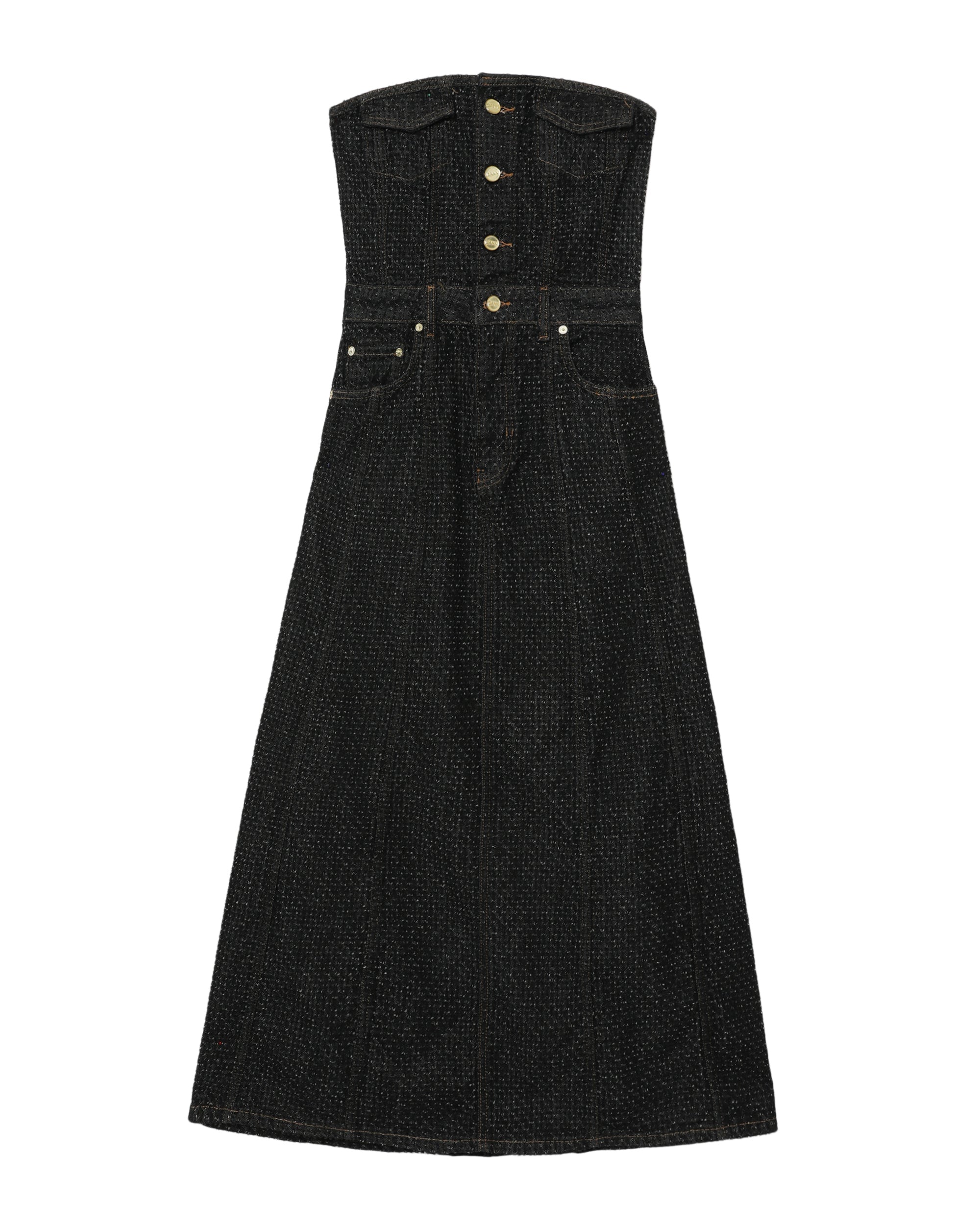 Fluffy denim corsage dress