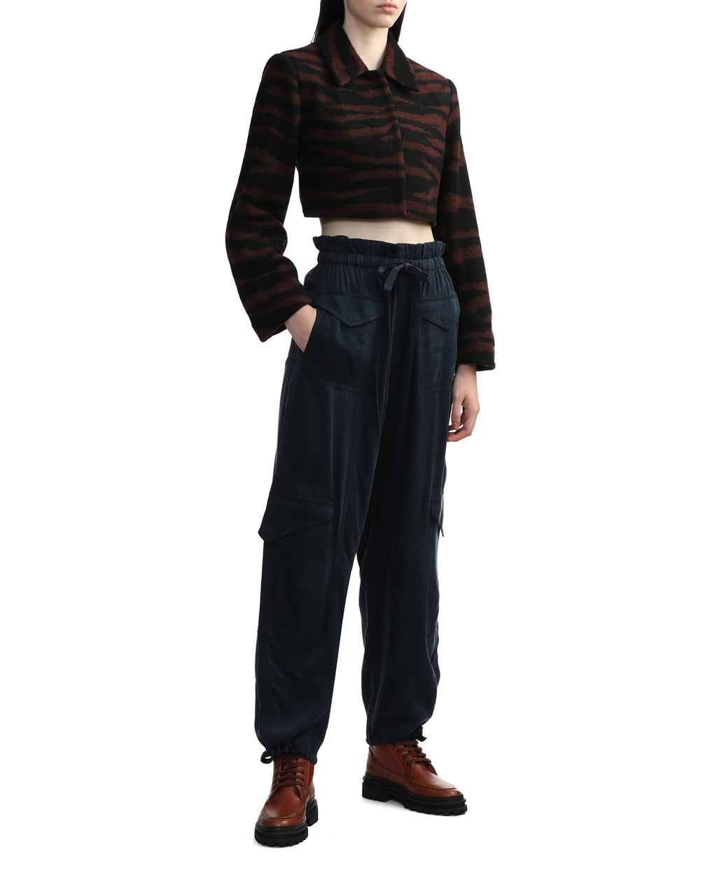 Wool jacquard cropped jacket