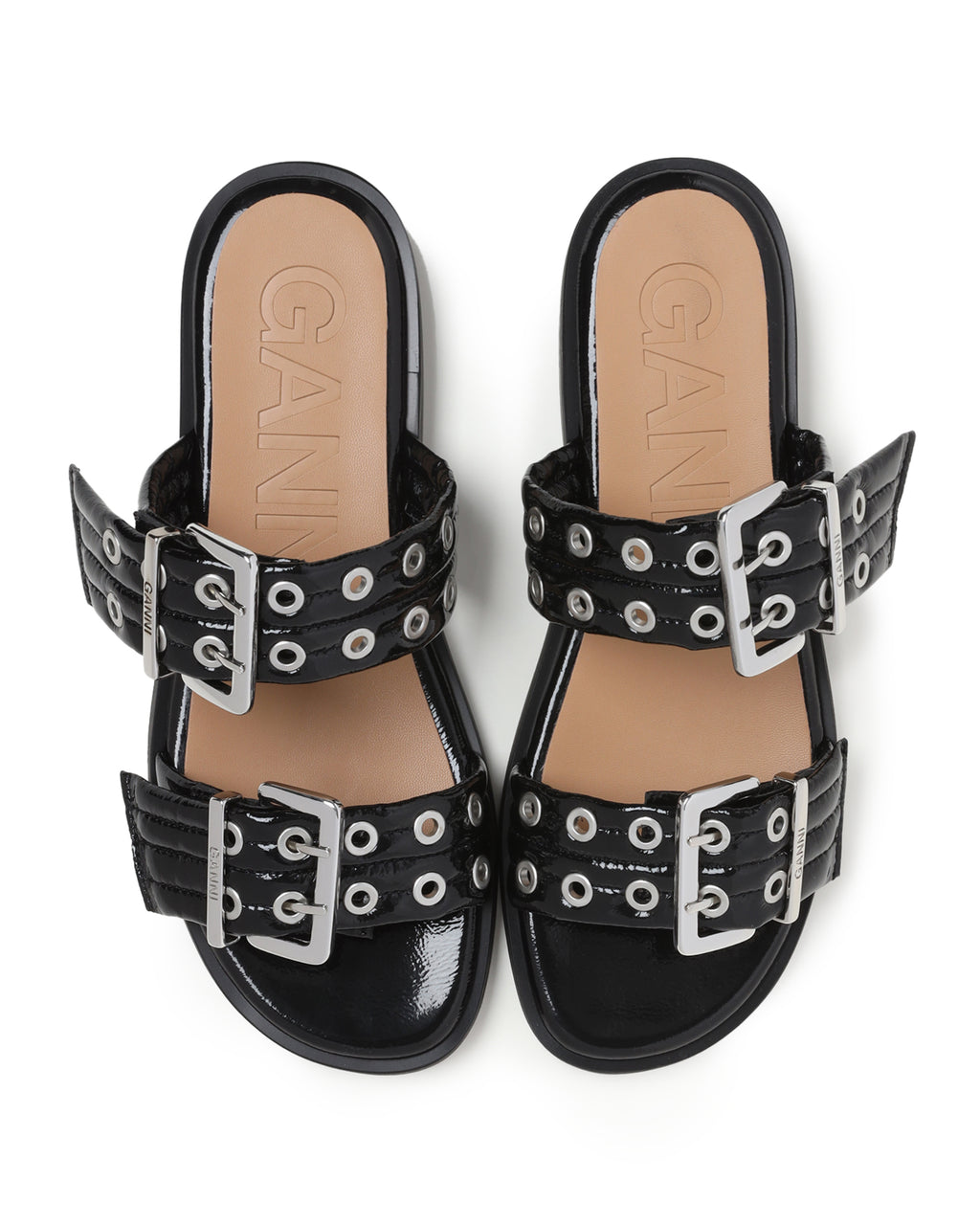 Feminine buckle two-strap sandals