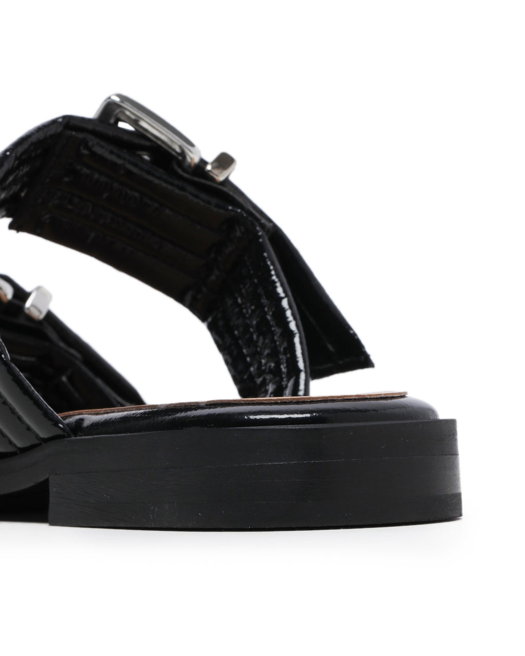 Feminine buckle two-strap sandals