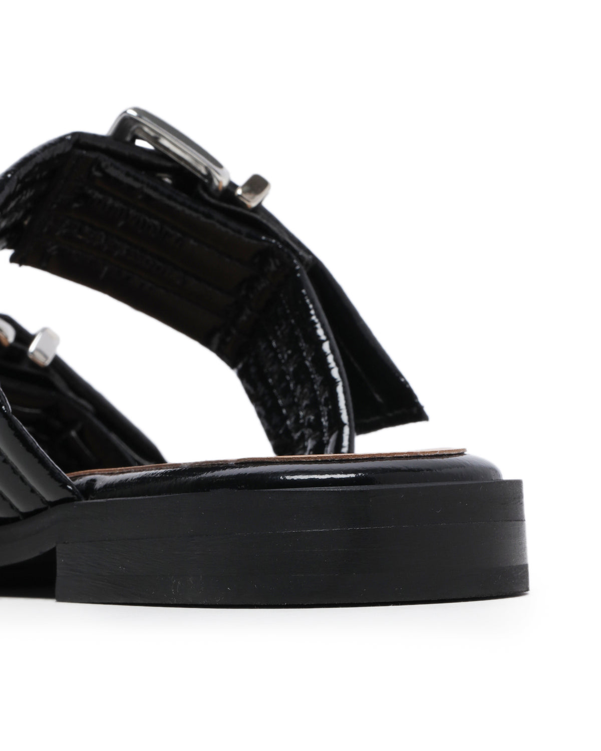 Feminine buckle two-strap sandals