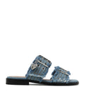 Denim feminine buckle two-strap sandals