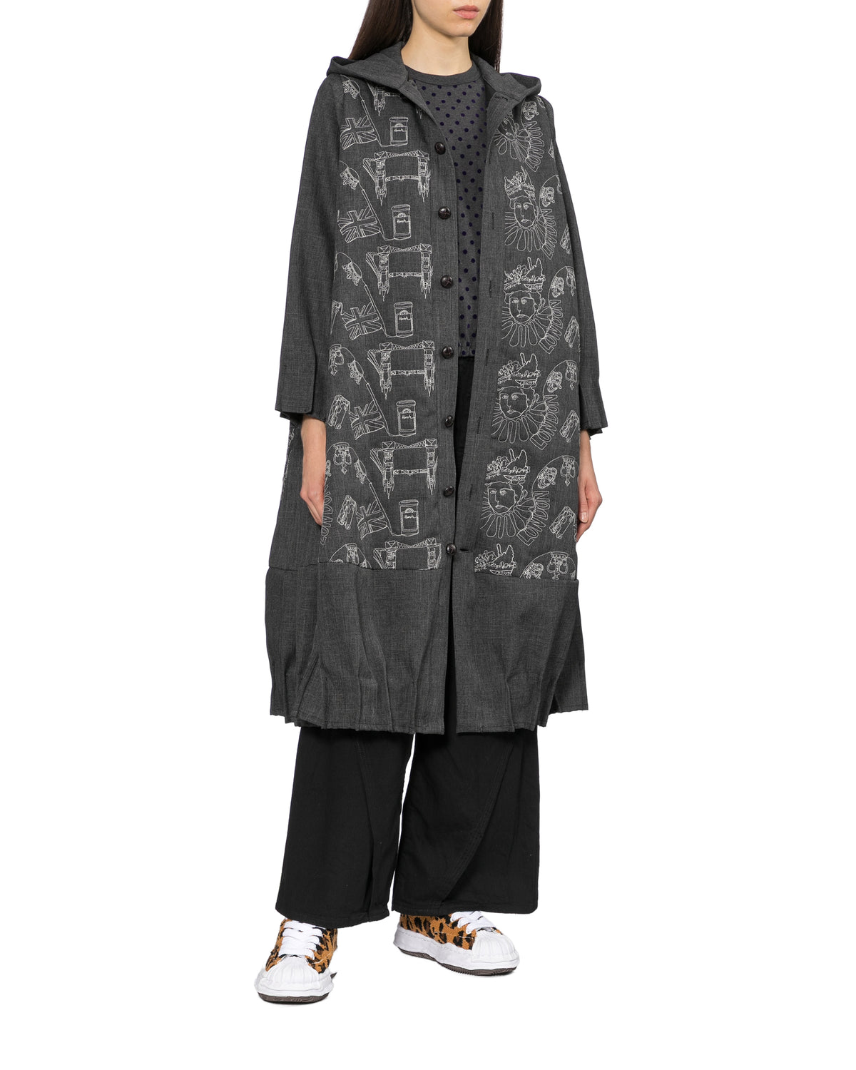 Hooded print coat