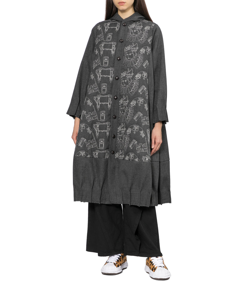 Hooded print coat
