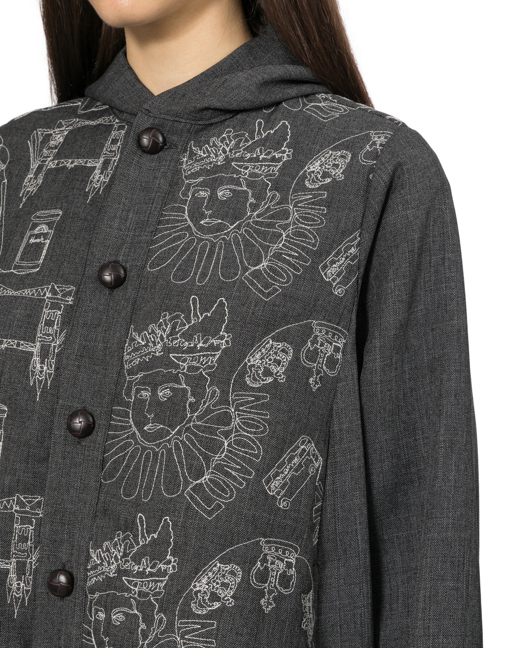 Hooded print coat