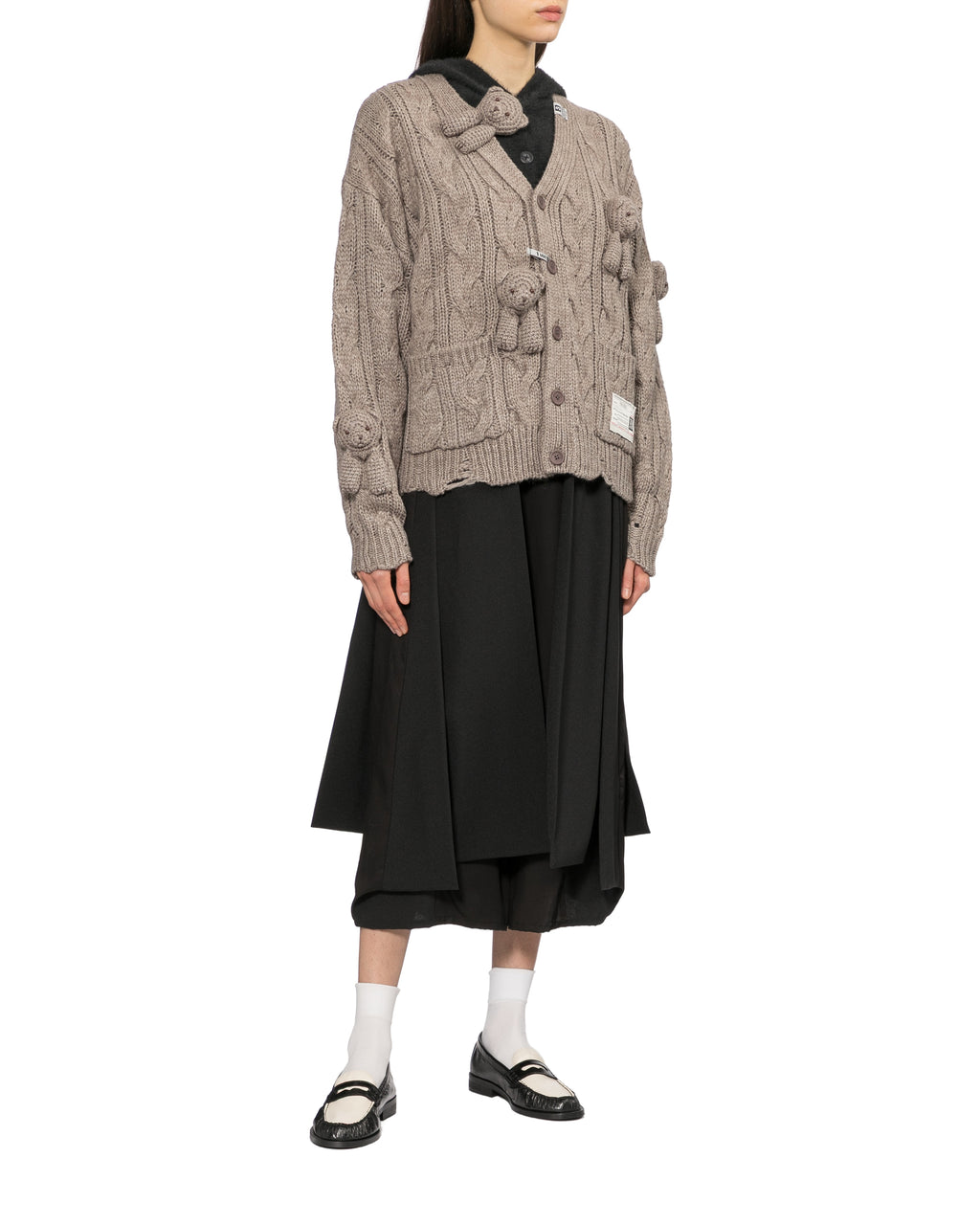 Pleated wide-leg cropped pants