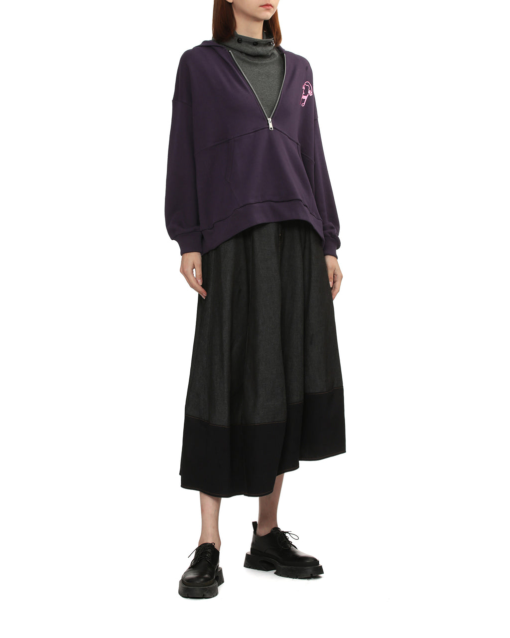 Button-hood sweater