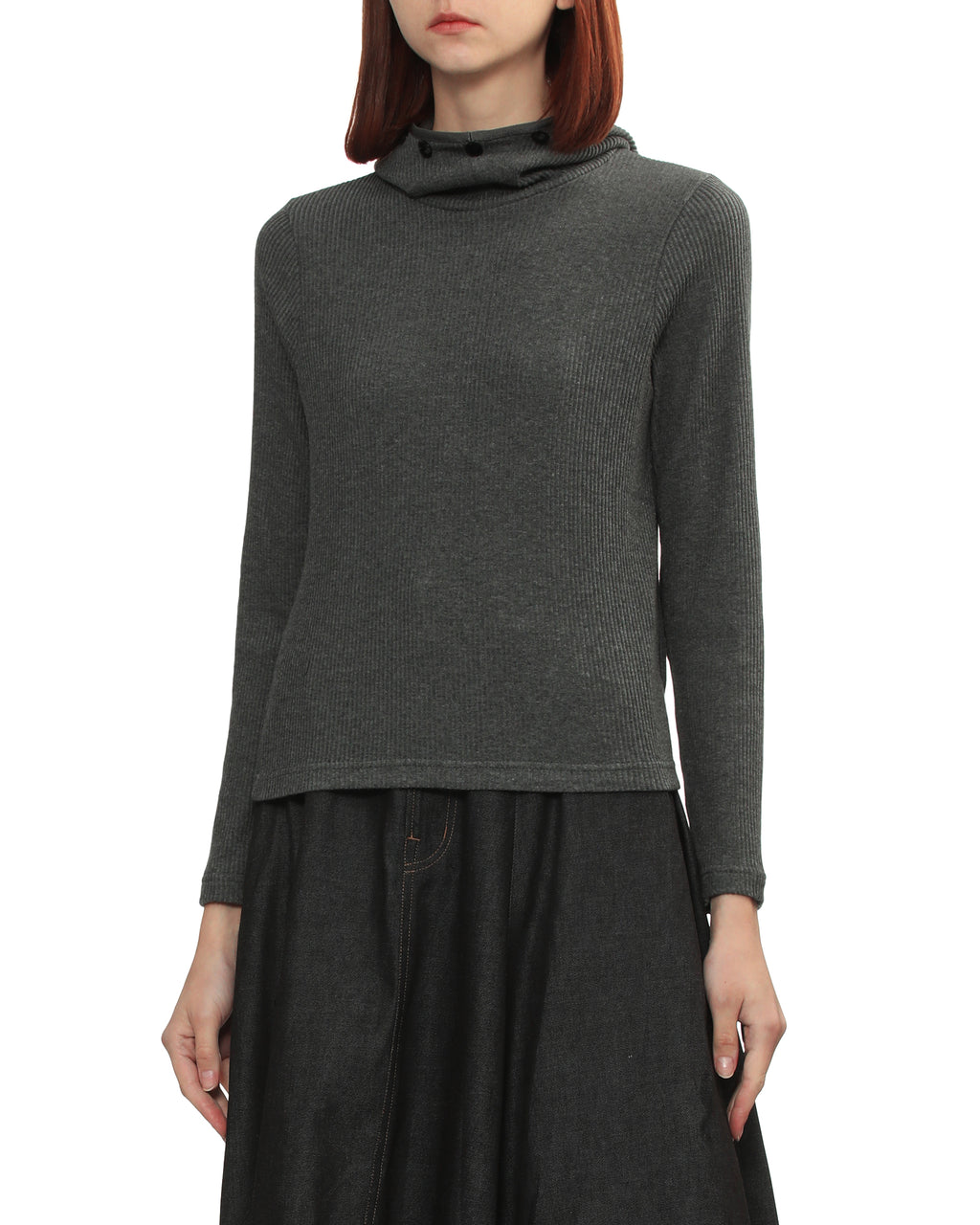 Button-hood sweater