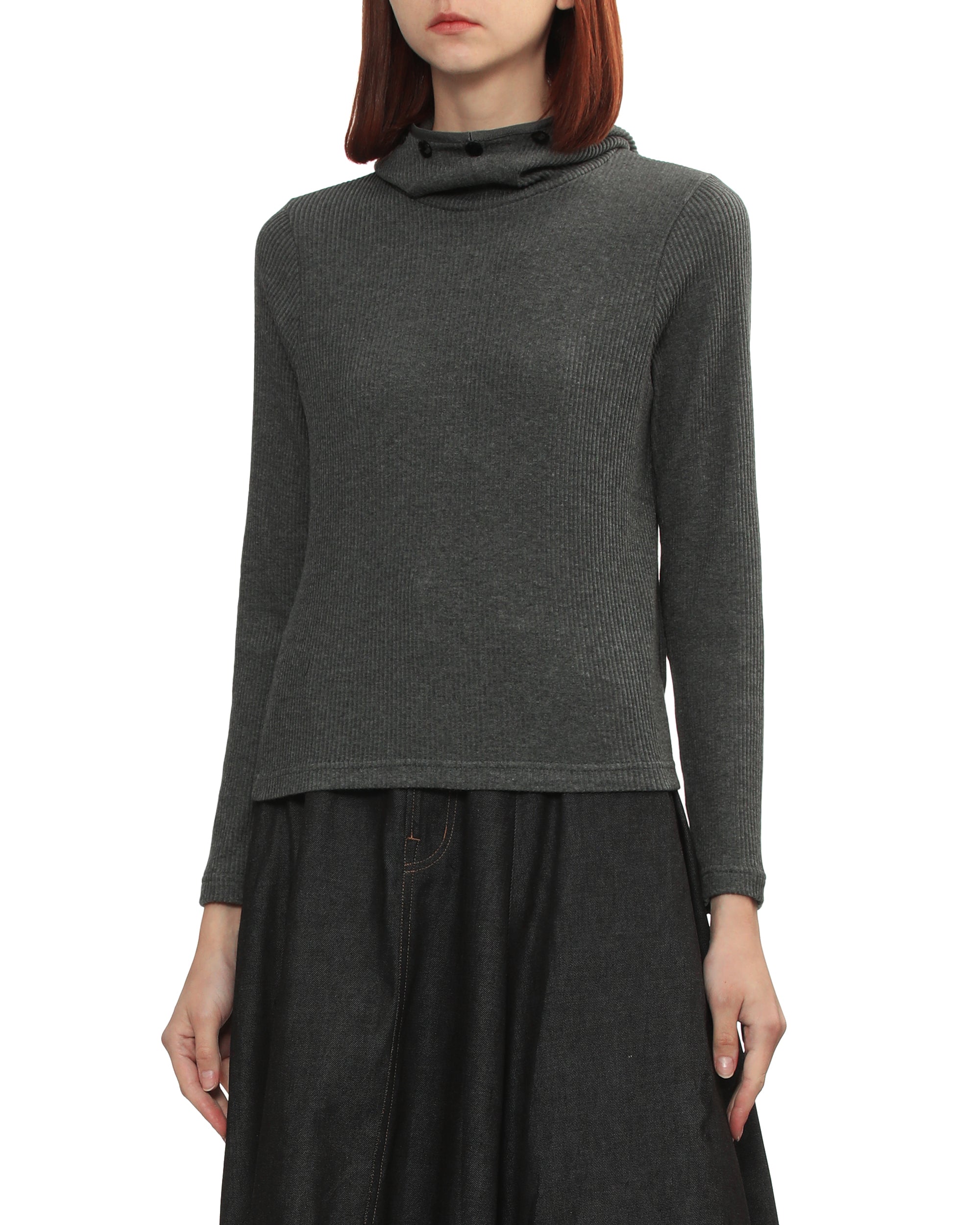 Button-hood sweater
