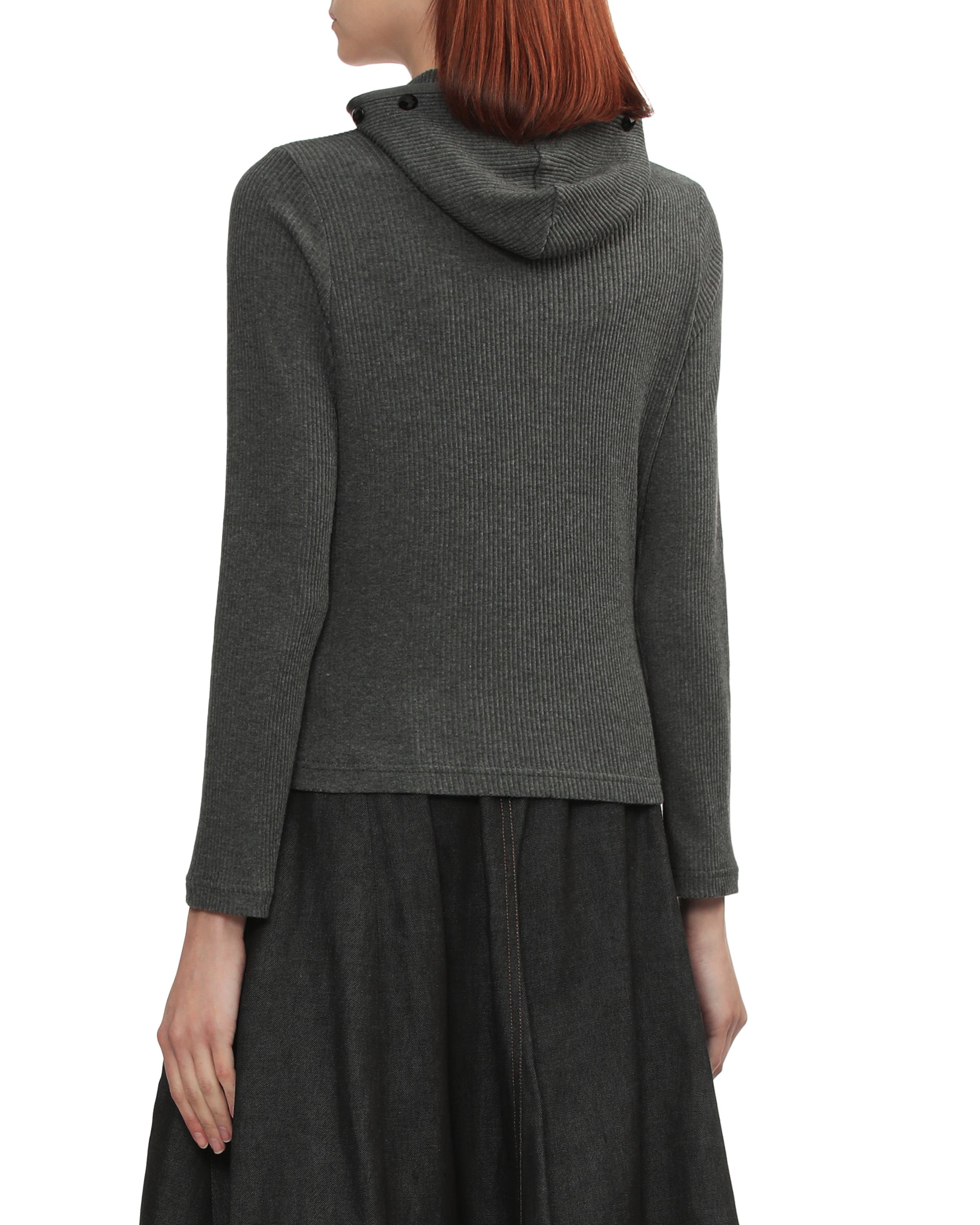 Button-hood sweater