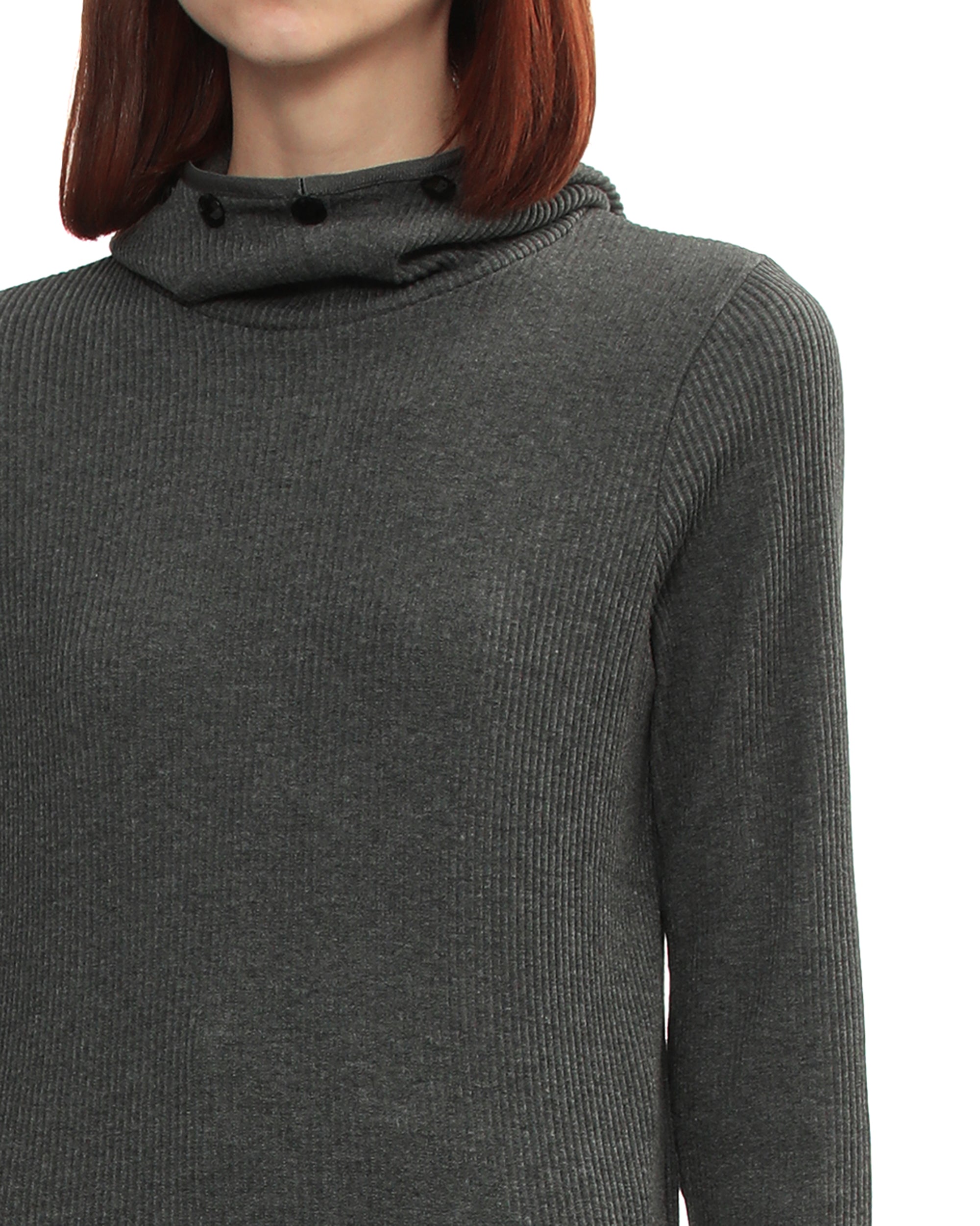 Button-hood sweater