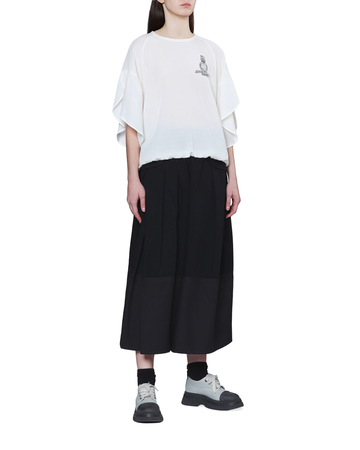 Draped-sleeve top