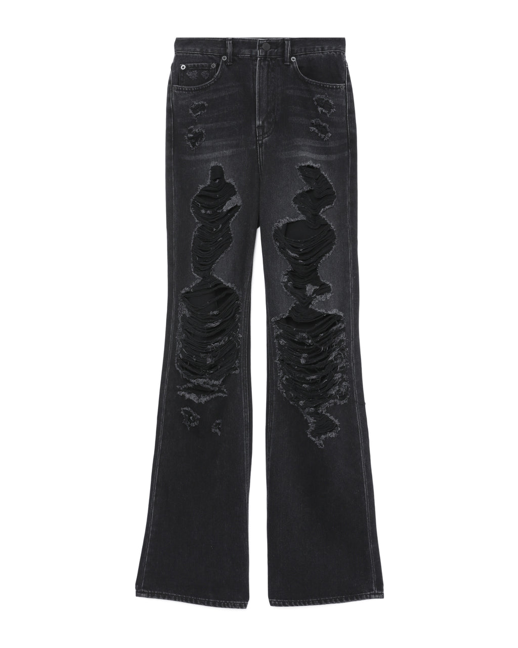 Ripped straight-leg full length jeans