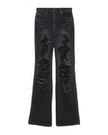 Ripped straight-leg full length jeans