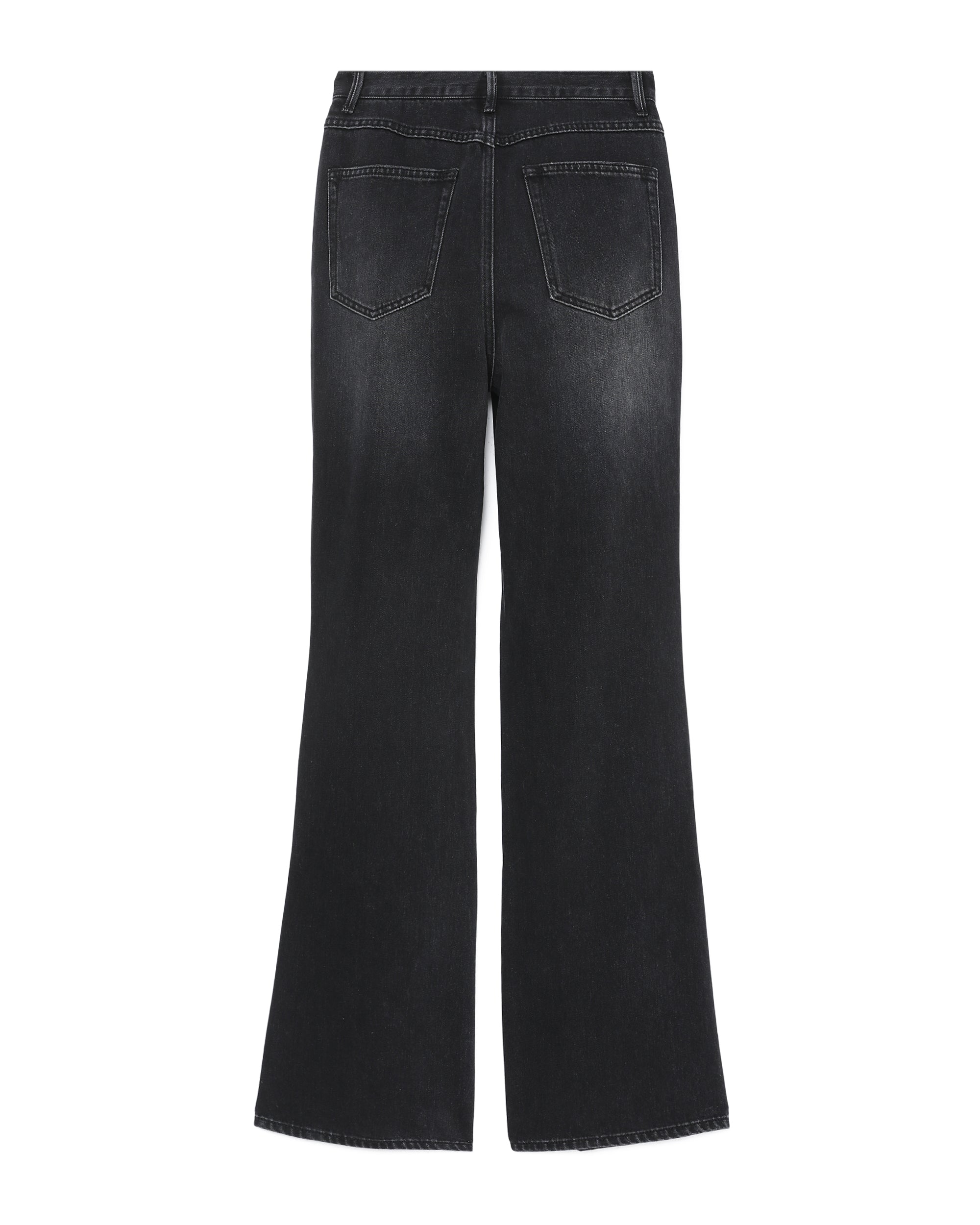Ripped straight-leg full length jeans