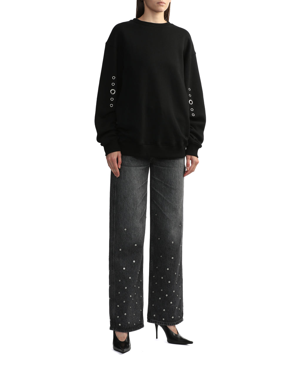 Studs wide-leg jeans