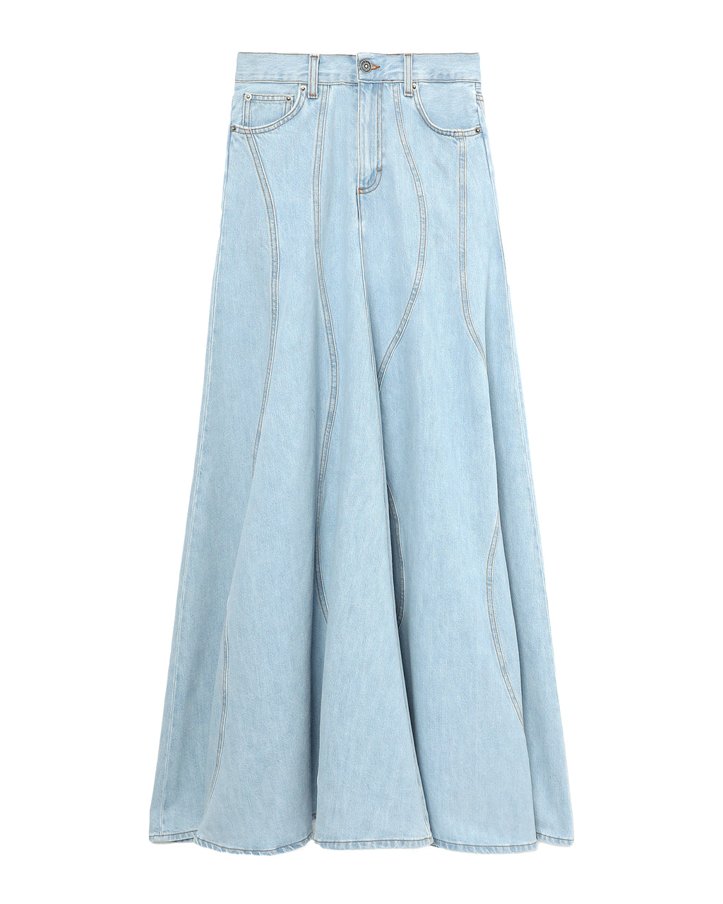Panelled denim skirt