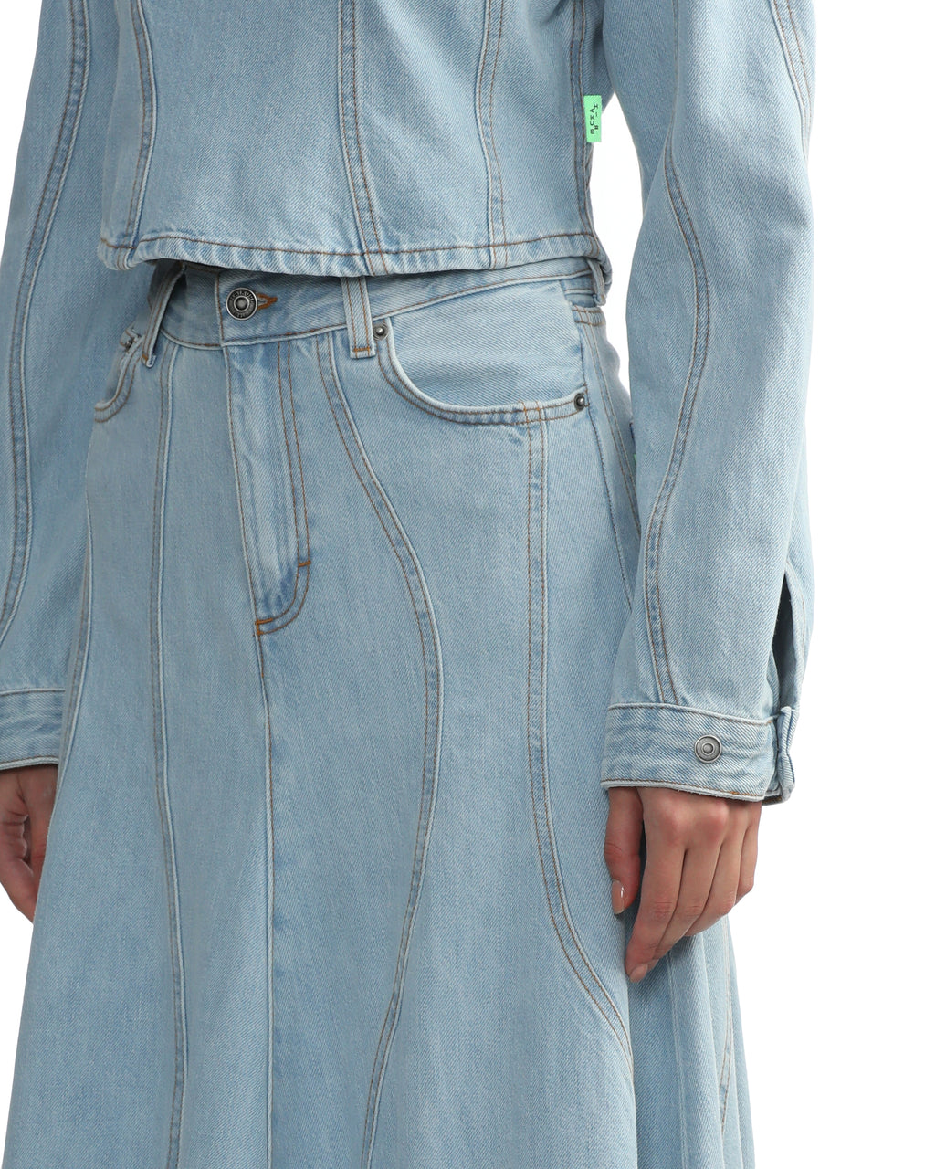 Panelled denim skirt