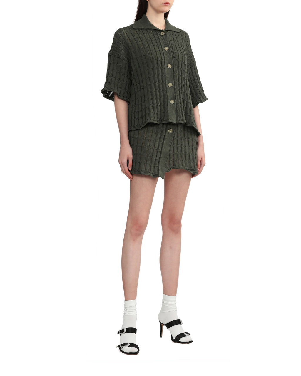 Ajour knitted wrap skirt