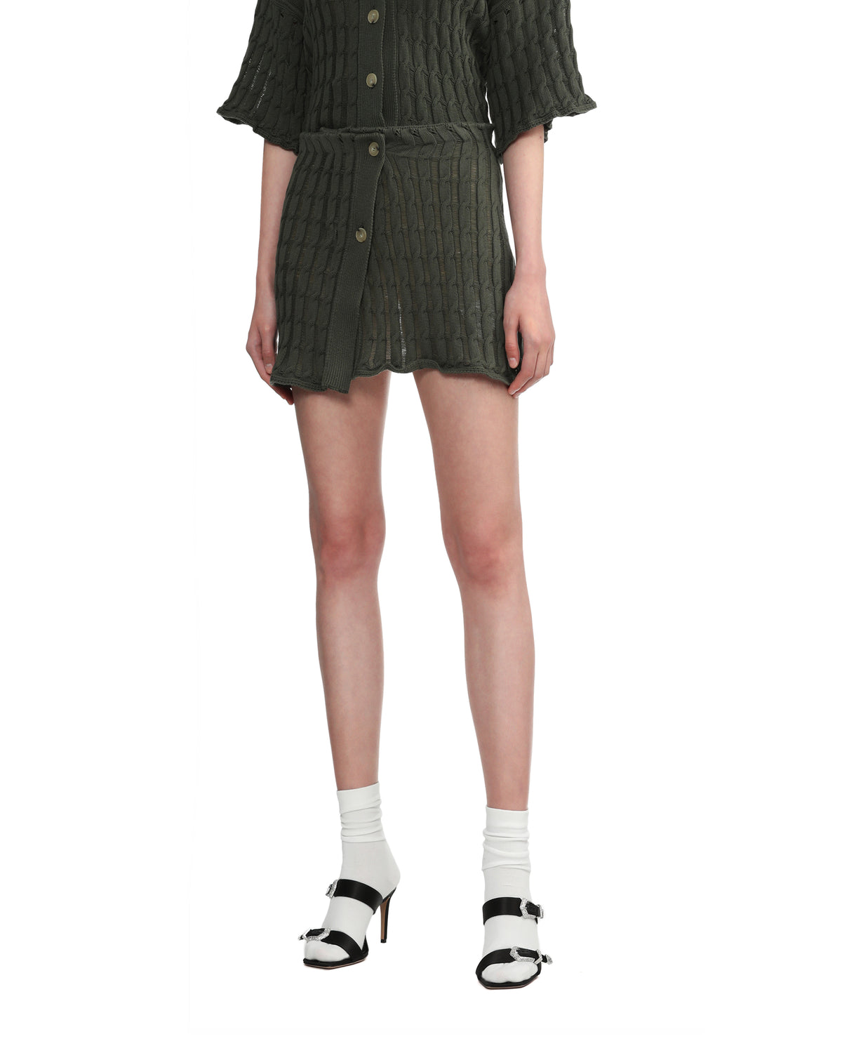 Ajour knitted wrap skirt