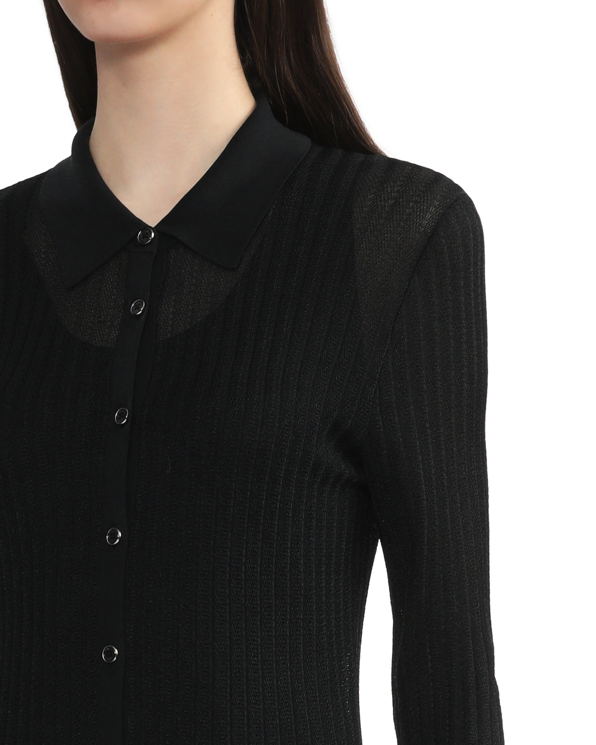 Ribbed knit shirt dress