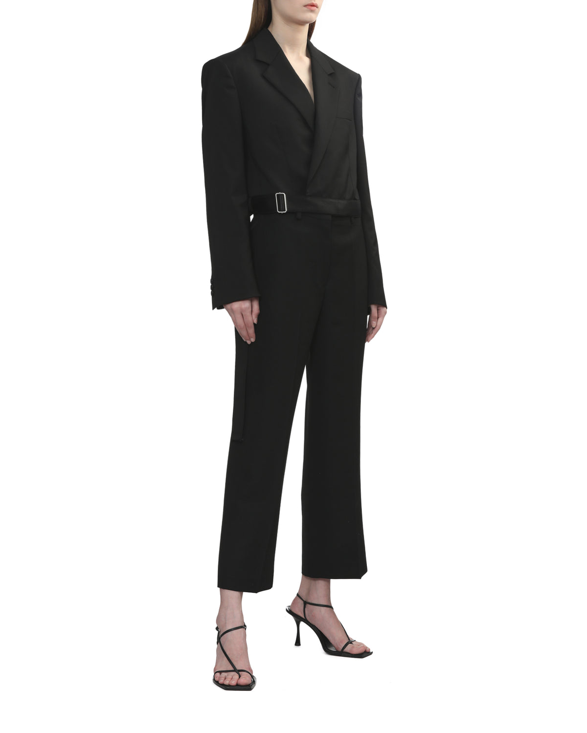 Cropped belted blazer