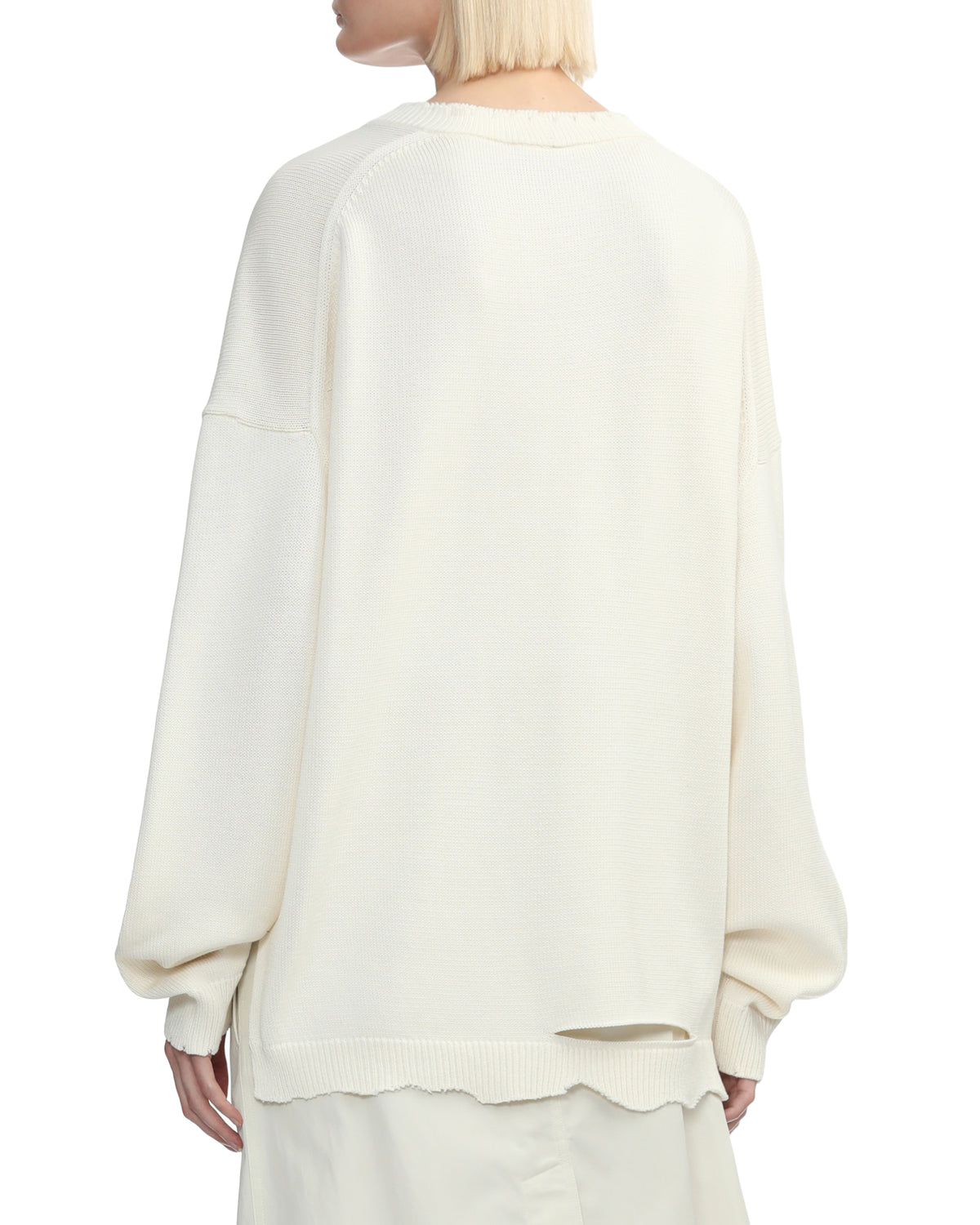 Distressed ribbed sweater