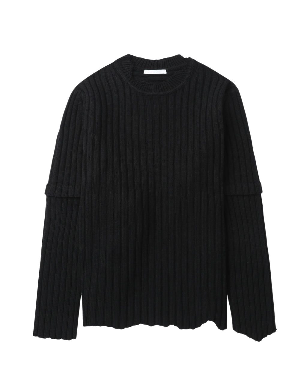 Distressed ribbed sweater