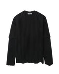 Distressed ribbed sweater