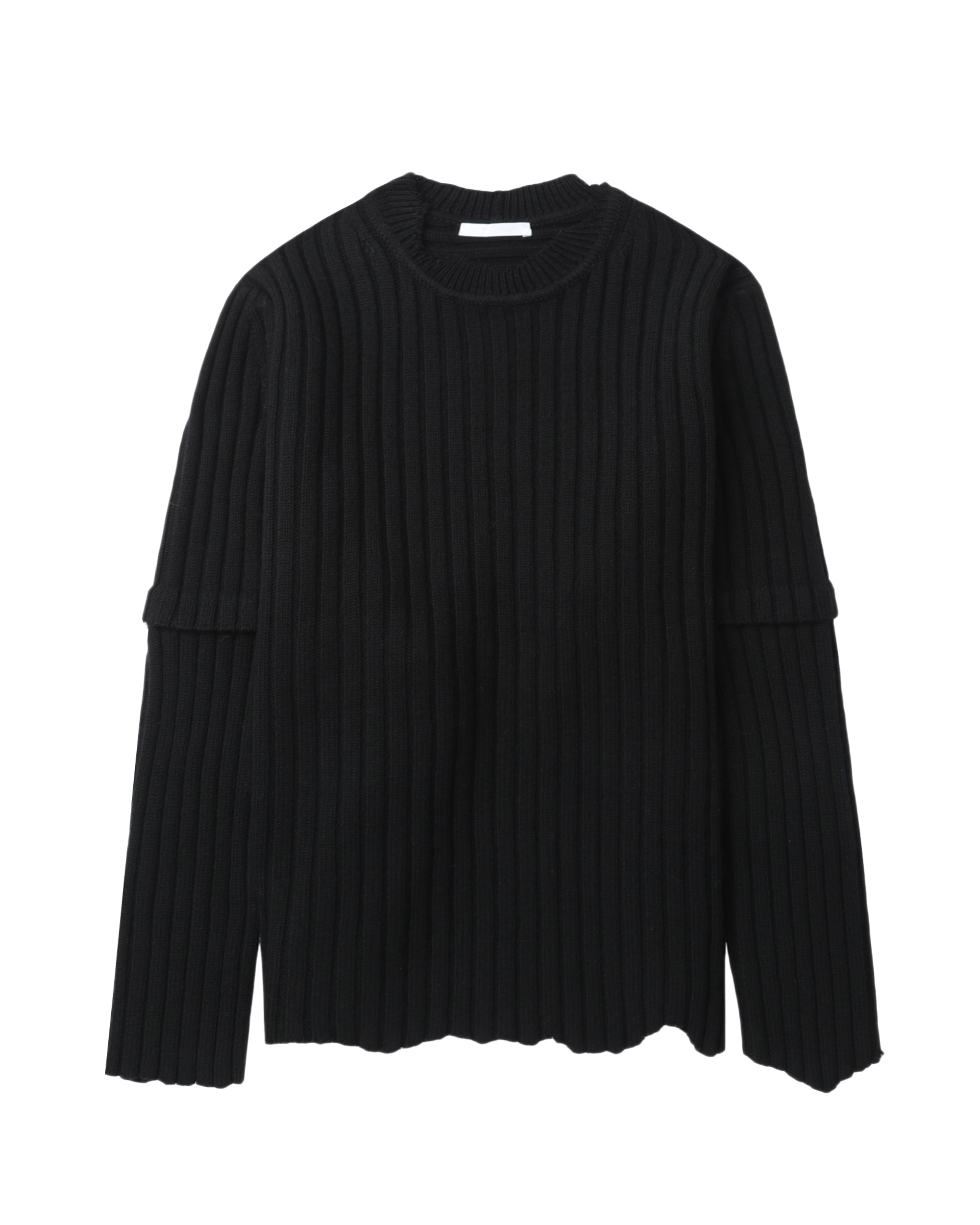 Distressed ribbed sweater