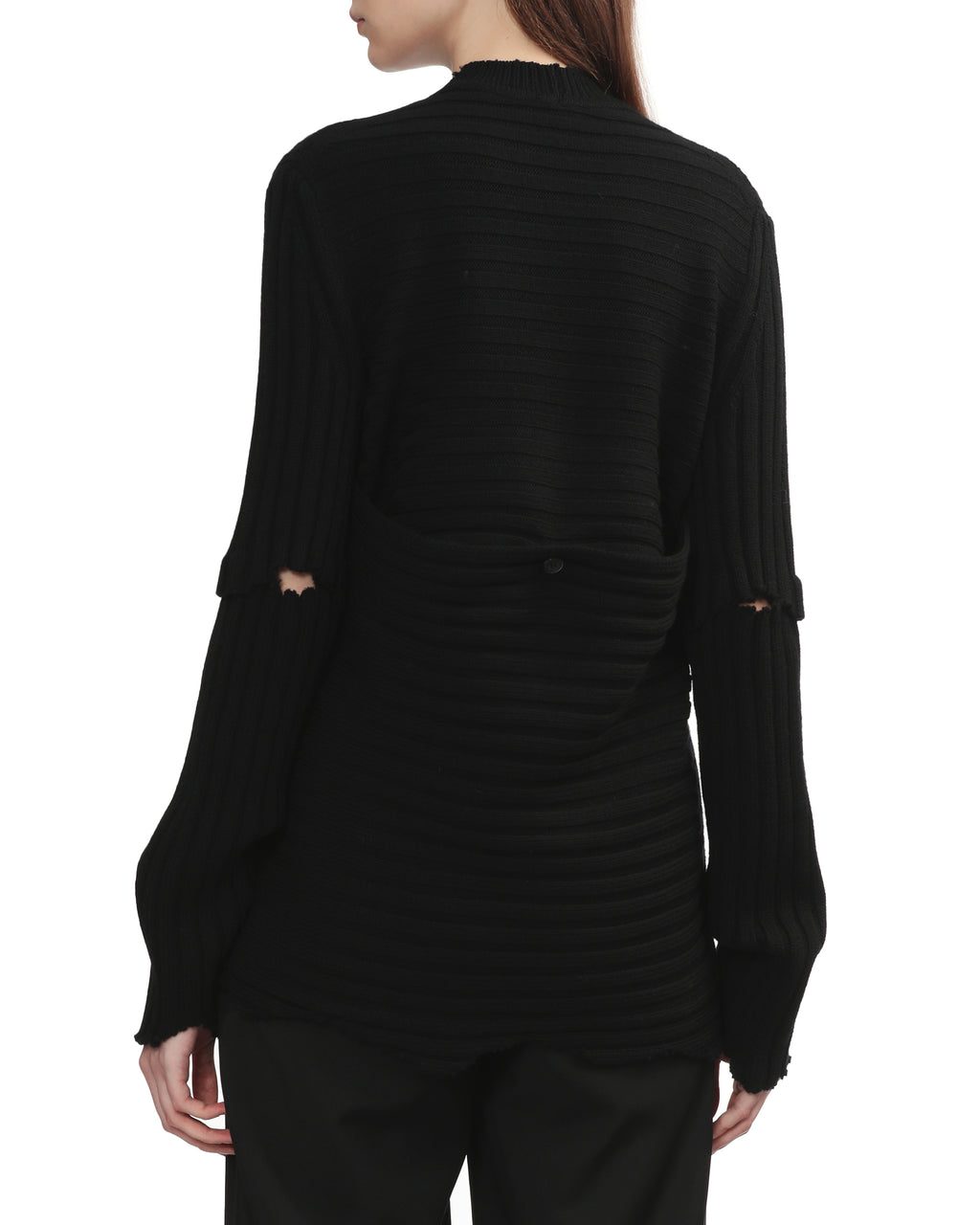 Distressed ribbed sweater