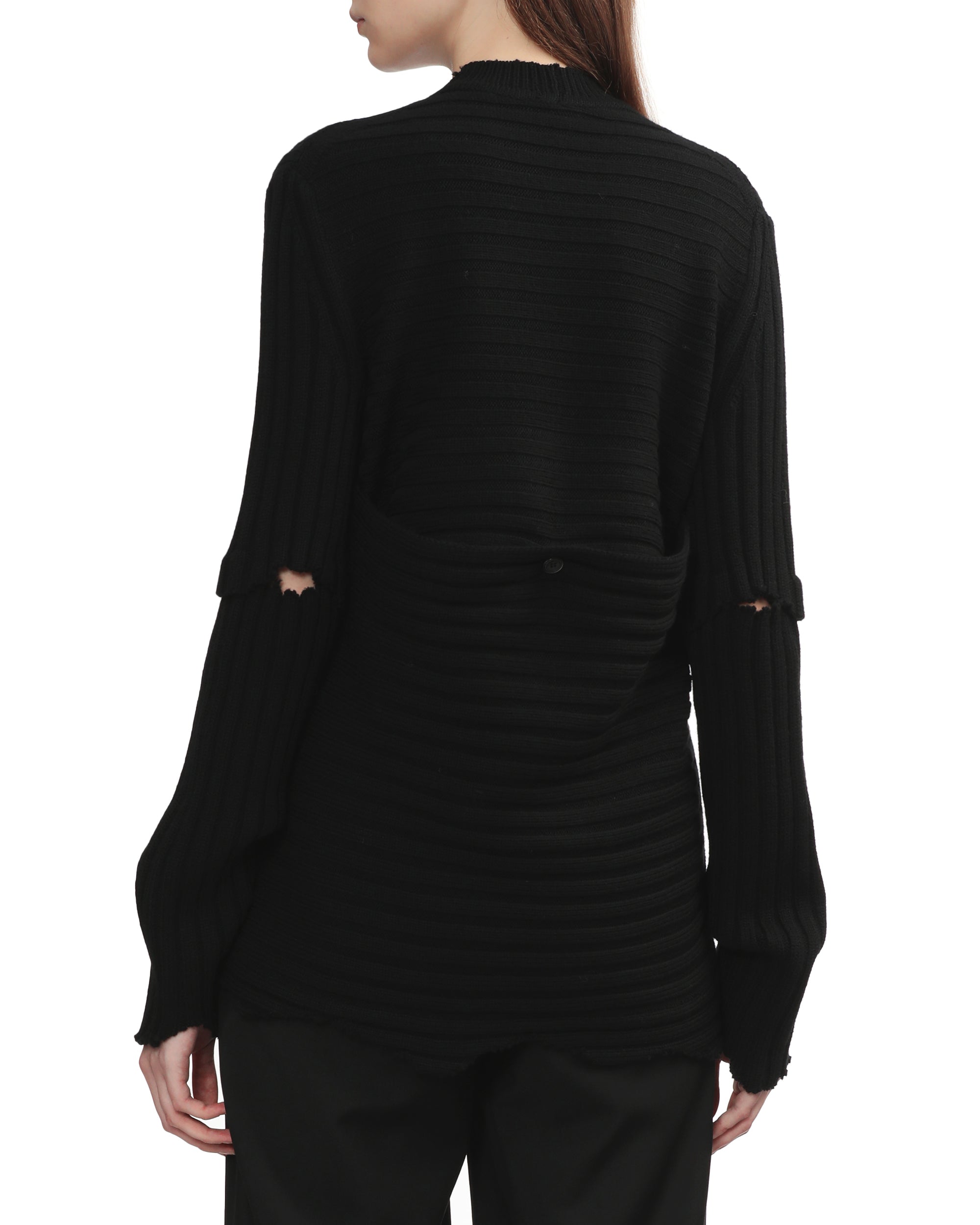 Distressed ribbed sweater
