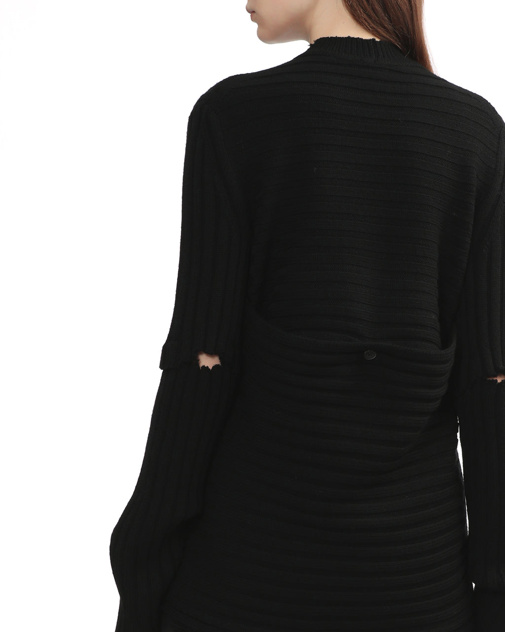 Distressed ribbed sweater