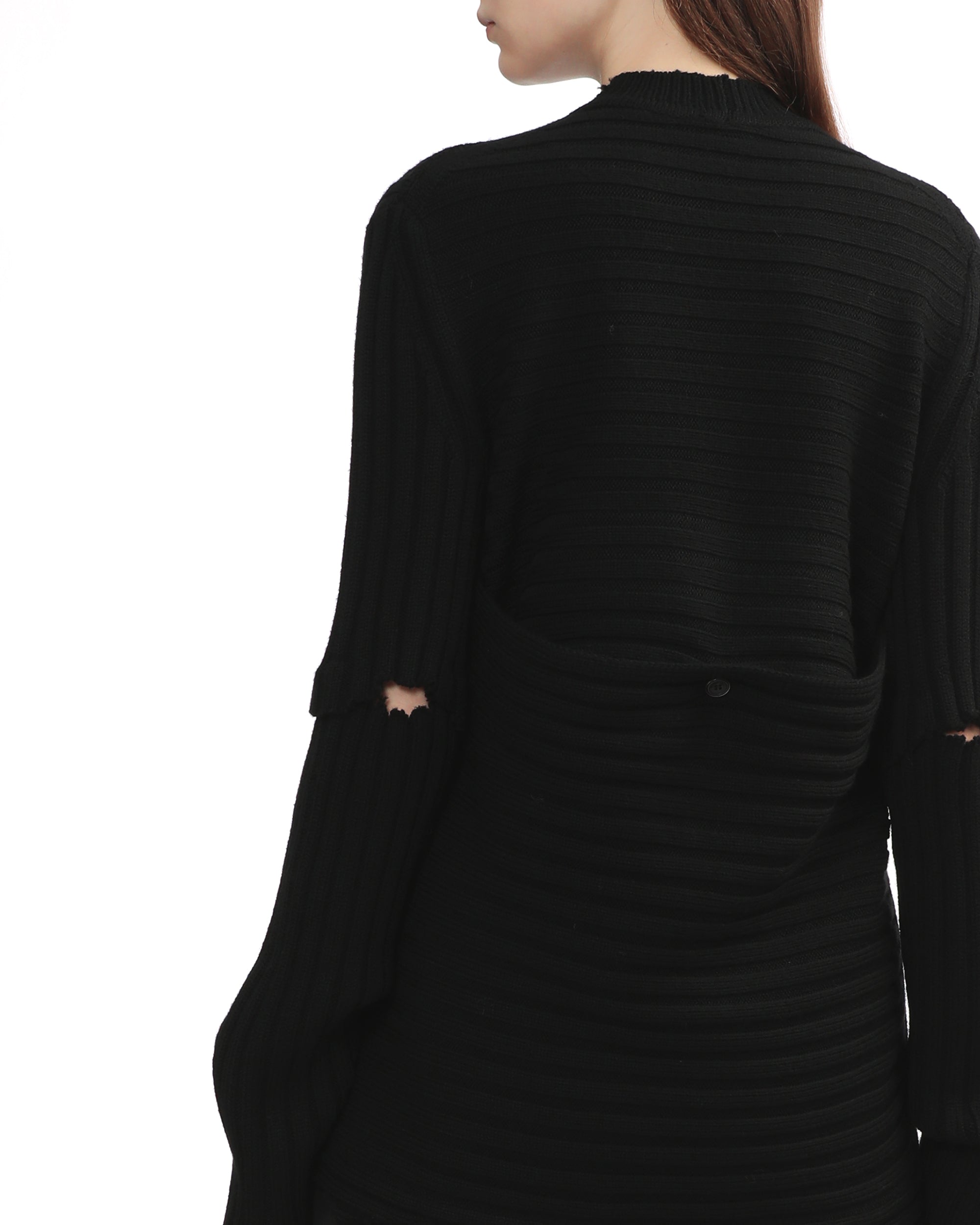 Distressed ribbed sweater