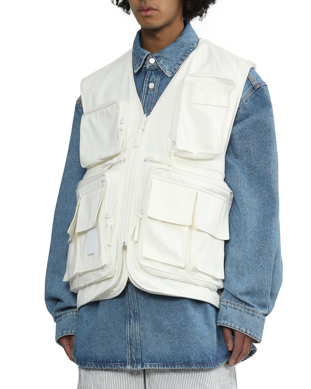 Multi-pocket v-neck vest
